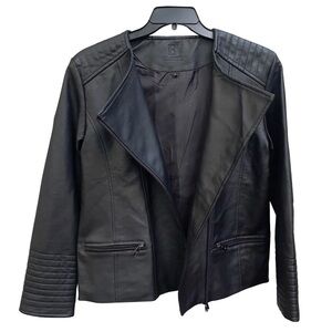 Bottega Veneta Women Biker Italian Leather Jacket Size Meduim  Color Black